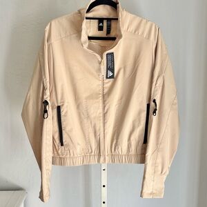 adidas Women’s Tennis Jacket in Tan PRIMEBLUE, Size Medium